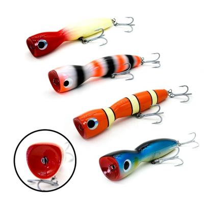 China Hart Bait 90g 185mm Wooden Artificial VMC Hook Wooden Snap Lure Trolling Fishing Lure Boat Deep Sea Tuna for sale