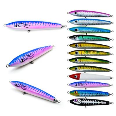 China Topwater Bass Wood Pencil Trolling Wholesale Wooden Popper 80g 100g 120g 140g Realistic Wooden Lure Fishing Lures Tuna for sale