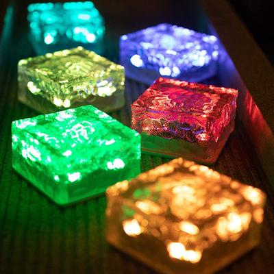 China Waterproof LANDSCAPE RGB IP68 LED Solar Ice Cube Light Crystal Brick Outdoor Landscape Lights for Road Decoration for sale