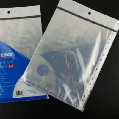 China Folder China Brand Customized A4 Top Retention Punched Pockets Plastic Wallets Clear for sale