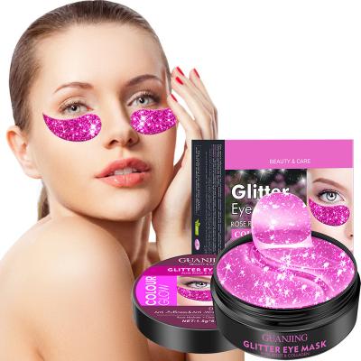 China New Anti Wrinkle Glitter Hydrogel Eye Mask Pink Dark Circles Moisturizing Firming Collagen Eye Patch Factory Lighting Wholesale Eye Mask for sale