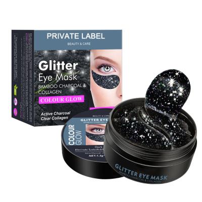 China 60pcs Anti-Wrinkle Collagen Eye Patch Private Label Black Glitter Hydrogel Under Package Eye Mask Factory OEM Jar Crystal Eye Patch for sale