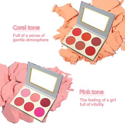 China Fine Powder 6 Color Blush Natural Nude Makeup Hot Selling Border Wholesale Blush Matte RTS Blush Palette Beauty Makeup for sale