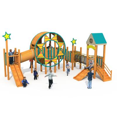 China Cedar Wooden Outdoor Playground Equipment Climbing Playground Set For Kids for sale