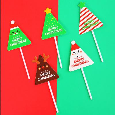 China Handmade Christmas Cake Topper Sublimation Cake Topper Paper Cupcake Latest Design Decoration for sale