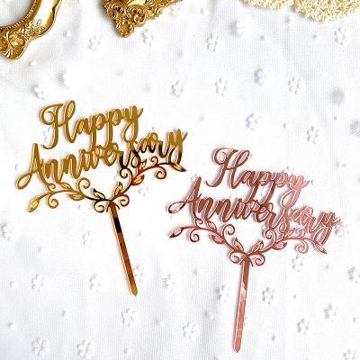 China Acrylic Cake Topper Creative Cake Decoration Letter Topper of the 2021 Happy Birthday Cake Decoration Wedding Anniversary for sale