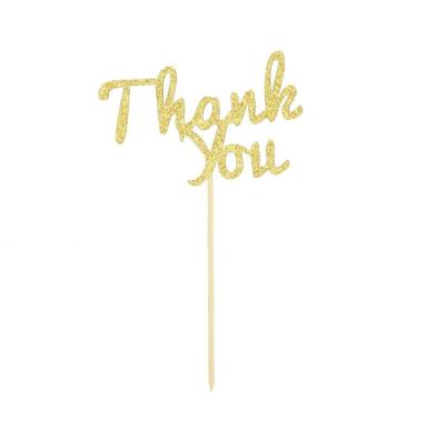 China Graduation Thank You Rose Gold Cake Topper Thanks Giving Theme Party Decoration Inserted Acrylic Cake Topper for sale