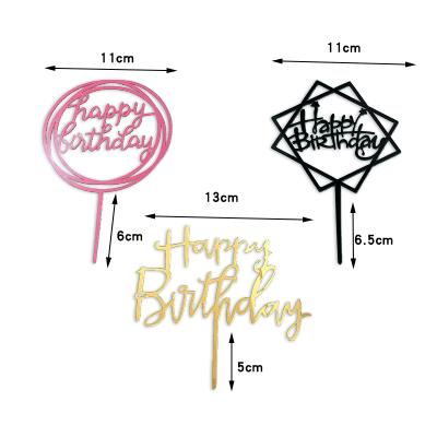 China Handmade Wholesale Fashion Acrylic Happy Birthday Cake Topper Cake Decoration Multi Color Cake Topper Sticks for sale