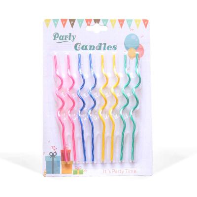 China 8 Solid Handmade Wholesale Paraffin Spiral Decoration Paraffin Birthday Candle Thin Spiral Cake Candles for sale