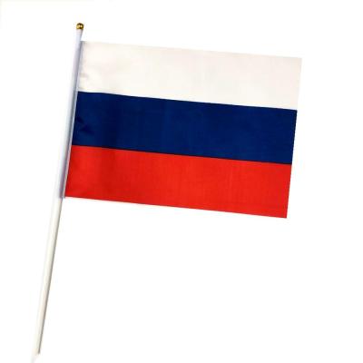 China 1.Small Ruiyuan 68D 100% Polyester Customized Russian Hand Waving Flag For Celebrating Holiday Parade Flag for sale