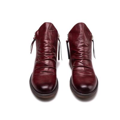 China Flat 2022 fashion high top mens leather boots with tassel zipper, leatherette plus size shoes for sale