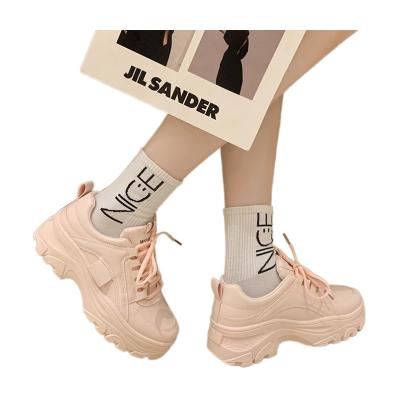 China Fashion trend women sneakers shoes 2022 new design height increasing white shoes for women for sale