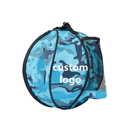 China Lightweight Custom Outdoor Gym Bag Portable Adjustable Wieght Basketball Backpack Round Bag With Zipper Pouch for sale