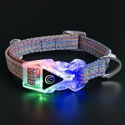 China Lights New Design Pets Collar For Large Dog Personalized Led Reflective Pet Collars Fabric Striped Pet Diving Collar for sale