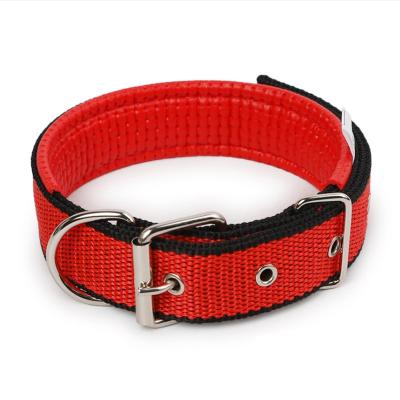 China Viable Wholesale Dog Collars Pet Training Pets Collar Strap Soft Leather Coating Nylon Dog Collar for sale