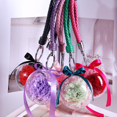 China Flower Party Ball Carnation Keychains Gift Wedding Gift PVC Key Chain Keyring for sale