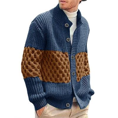 China Custom Made Anti-wrinkle Mens Knitted Cable Sweater Front Cardigan Sweater For Men for sale