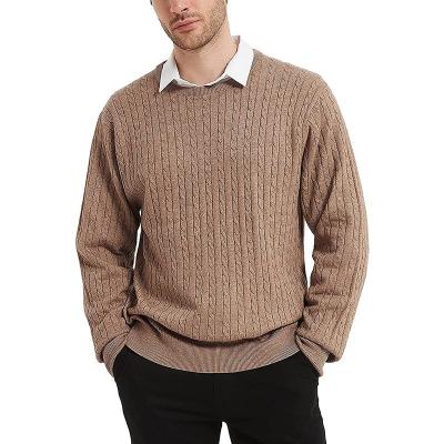 China Custom Anti-Wrinkle Mens Pullover Sweater Knit Cable Solid O-Neck Long Sleeve Sweater for sale