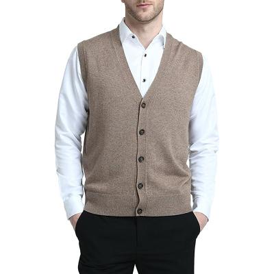 China 2021 Anti-wrinkle fashion custom v neck knit thick button solid winter sweater cardigan vest for man for sale