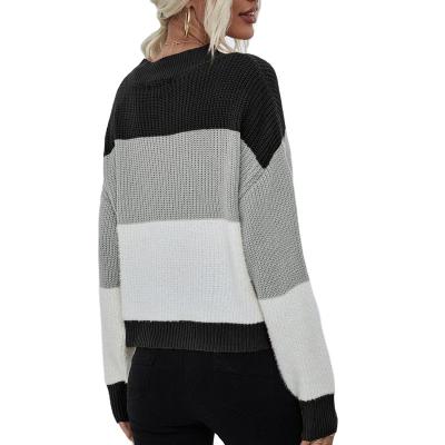 China Anti-wrinkle Fashion Tops Winter Knit Multicolor Long Sleeve Pullover Sweater Woman for sale