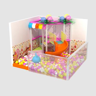 China Candy Theme Wooden Commercial Children Small Indoor Playground Baby Indoor Playground With Slide for sale