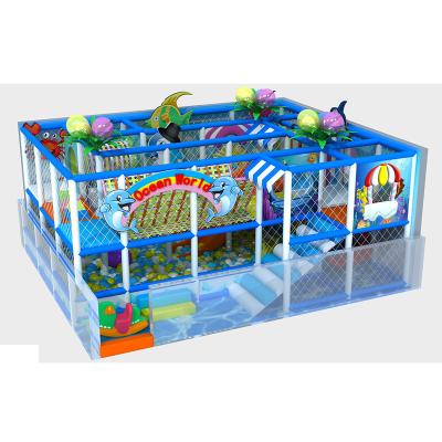 China New Design Ocean Theme Wooden Kids Playhouse Kids Indoor Playground Playhouses With Slide for sale