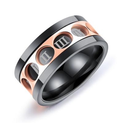 China Latest FASHIONABLE stainless steel rose gold rings for men, ring designs, fashion roman numerals ring custom supported for sale