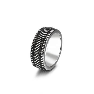 China Fashionable FIBO Stainless Steel STEEL Rings For Mens Chain Rings Biker Grooved Edge, Size 7-13 Custom Supported for sale