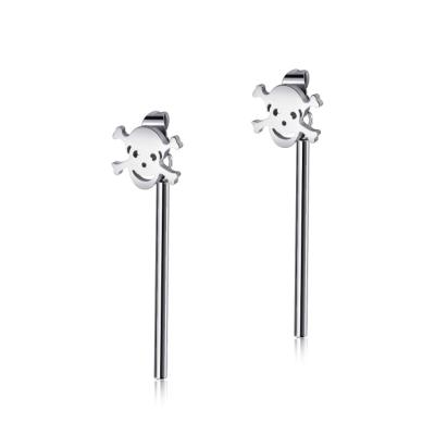 China Manufacturer Professional Supply FASHIONABLE Pirate Flag Stainless Steel Creative Drop Earrings Long For Men Custom Made Backed for sale