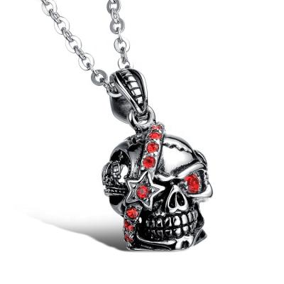 China Fashionable High Quality Red Skull Hip Necklace Gemstone Pendant Necklace Custom Backed for sale