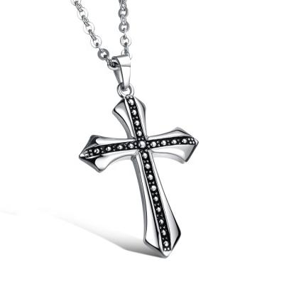 China Trendy Classic Fashion Mens Necklaces Vintage Cross Pendant Necklace Custom Backed for sale