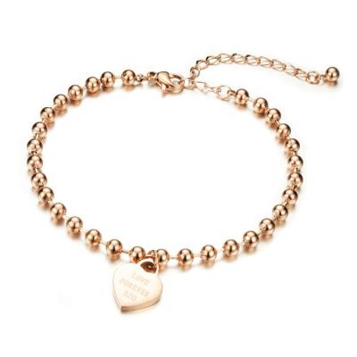 China TRENDY 14K Gold Plated Bracelet Womens Heart Charm Beads Bracelets Custom Backed for sale