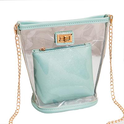 China Wholesale Fashion PVC Cross Body Bag Girl To Small PVC Transparent Shoulder Bag Chain for sale