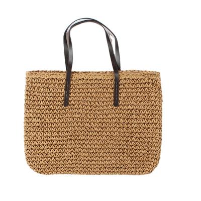 China Custom PP Woven Shopping Beach Handled LOGO Straw Tote Bag for sale