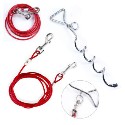 China Reflective Coated PVC Outstake Cable Pet Leash Dog Link and Out of Cable Link for Dogs up to 90 Pounds for sale