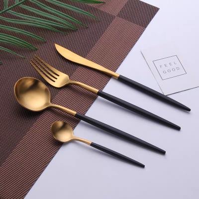 China Hot Selling Viable Stainless Steel Spoon Fork Knives Set Restaurant Cutlery Flatware for sale