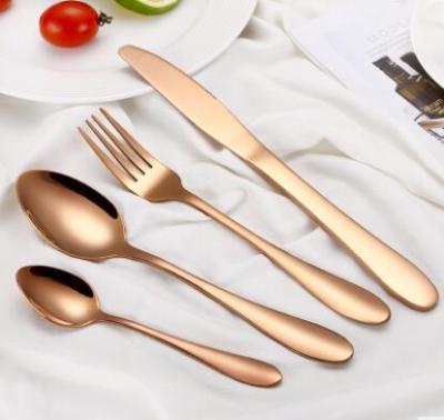 China Rose Gold Flatware Cutlery Sets Stocked 4/16/24/72 Piece Travel Spoon Fork For Wedding Party Keepsakes for sale