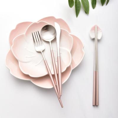 China Disposable Disposable Tops Selling To Wedding Amazon Gold Stainless Steel Cutlery Dinnerware Sets for sale