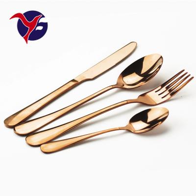 China Disposable Disposable Stainless Steel Cutlery Rose Gold Spoons Steel Steak Knife Cutlery Sets for sale