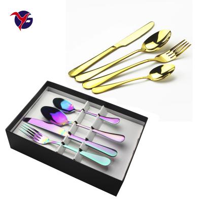 China 2021 Amazon Success Disposable Household Gift Items Restaurant Disposable Dinnerware Gold Plated Brass Flatware for sale