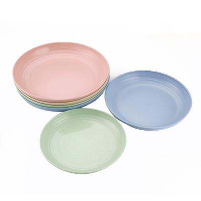 China Eco-friendly Colorful Biodegradable Sustainable Wheat Straw Fiber Plate Cutlery Dinnerware Sustainable Set for sale