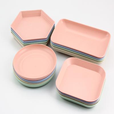 China Eco-friendly Sustainable Sustainable Hot Selling Rectangle Wheat Fiber Straw 4PCS Square Plastic Dishes for sale