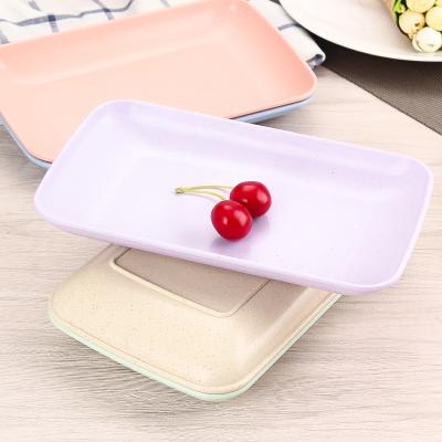 China 2021 Viable New Style Food Grade Rectangle Wheat Fiber Viable Straw Dinner Plastic Plates for sale