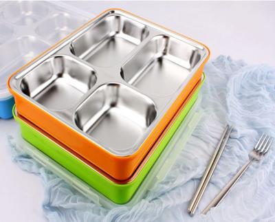 China 2019 Freshness Preservation Eco-friendly Outdoor Portable Plastic Type Freshness Storage With 4 Compartments SUS 304 Stainless Steel Lunch Box for sale