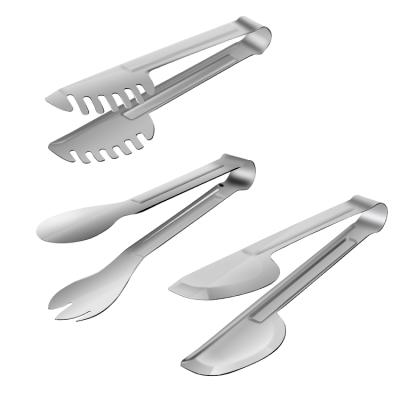 China Kitchen Accessories Spaghetti Pasta Clip Clamp BBQ Salad Tongs Stainless Steel Food Bread Tongs for sale