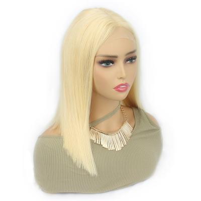 China Silky Straight Wave Under 100 Premium Quality 613 Blonde High Quality 100% Natural Straight Human Hair Swiss Grade One Bob Wigs Peruvian Lace Front for sale