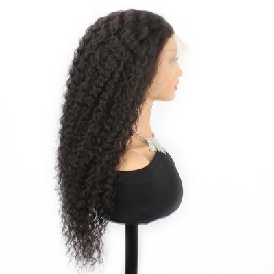 China Jerry Curl Wholesale Seller Glueless Preplucked With Baby Hair Black Transparent Brazilian Mink Lace Frontal 360 HD Curly Wig for sale