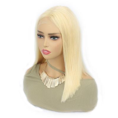 China Mongolian Blonde Silky Straight Human Hair 360 Density 613 Wave 200 Density Sheer Wave 200 Inches 10 12 Inches Dangle Short Lace Front Wigs for sale