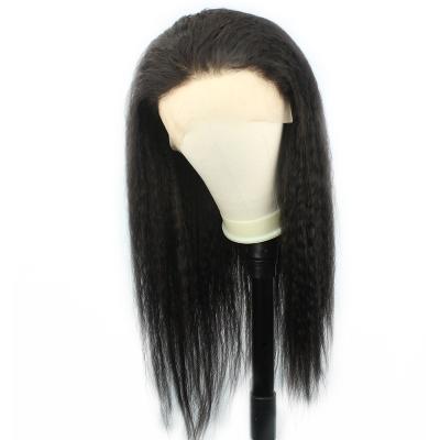 China Wholesale Hd Natural Yaki Hairline Preplucked Raw Hair With 100 Virgin Glueless Straight Small Knots 360 Lace Frontal Wig for sale