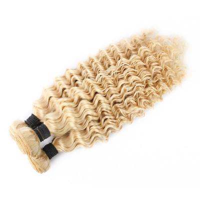 China Mongolian Deep Wave 30 Inch 613 Color 100% Unprocessed Cuticle Aligned Virgin Mink Raw Hair Extension Bundles Curly Blonde Hair for sale